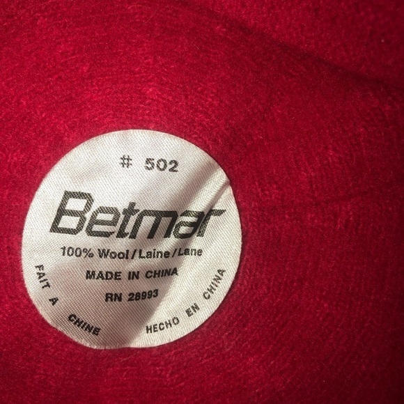 Betmar Red Wool Beret 100% Wool - Picture 6 of 7